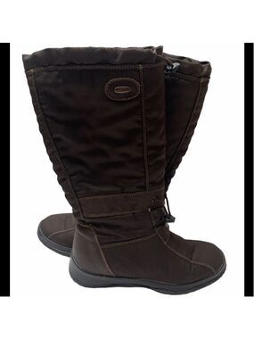 Olang Brown Nylon 100% Wool Lined Winter Boots With Built In Ice Grips Spikes